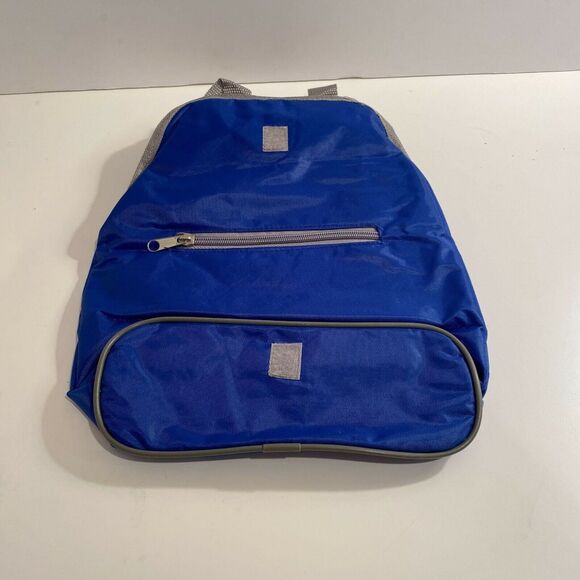 Solid Blue Foldable Lunch Bag Hook & Loop Closure Insulated w zipper compartment - Picture 2 of 4
